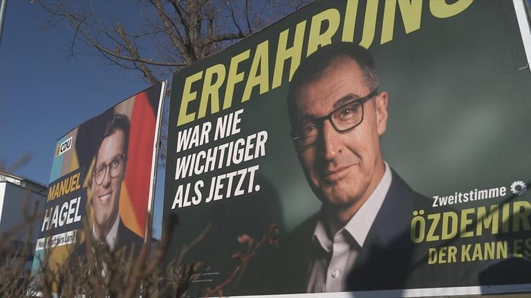 Wahlplakate von Cem Özdemir und Manuel Hagel