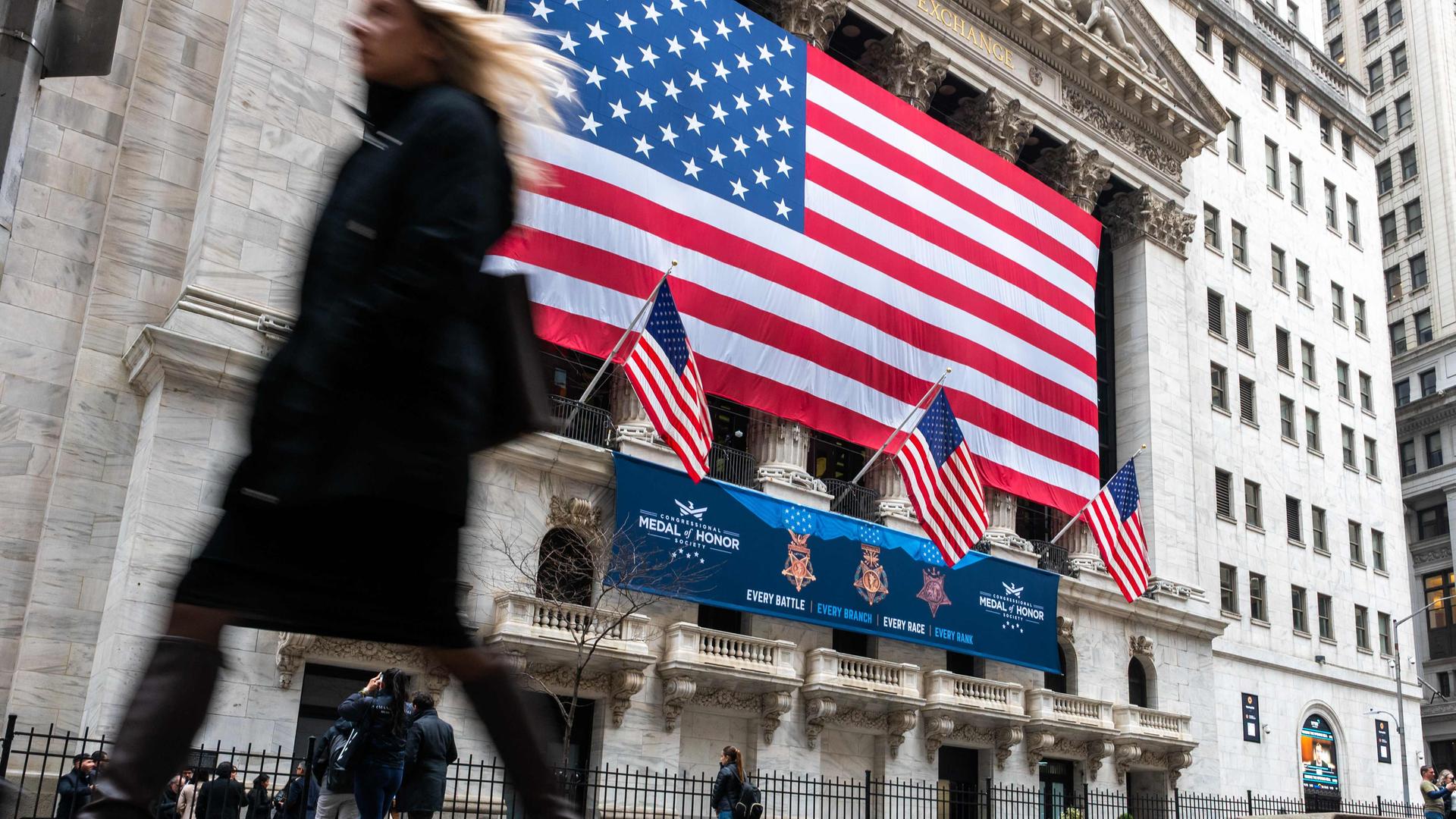 Die New Yorker Börse an der Wall Street in New York City