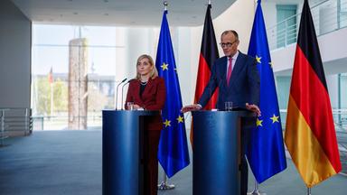 German Chancellor Merz and Health Minister Warken presser after government meeting