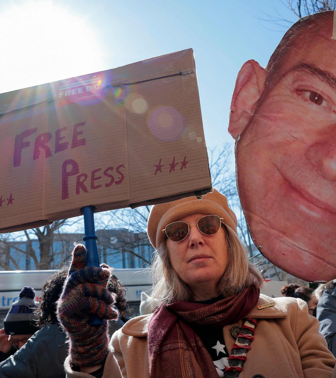 Proteste vor dem Gebäude der "Washington Post"