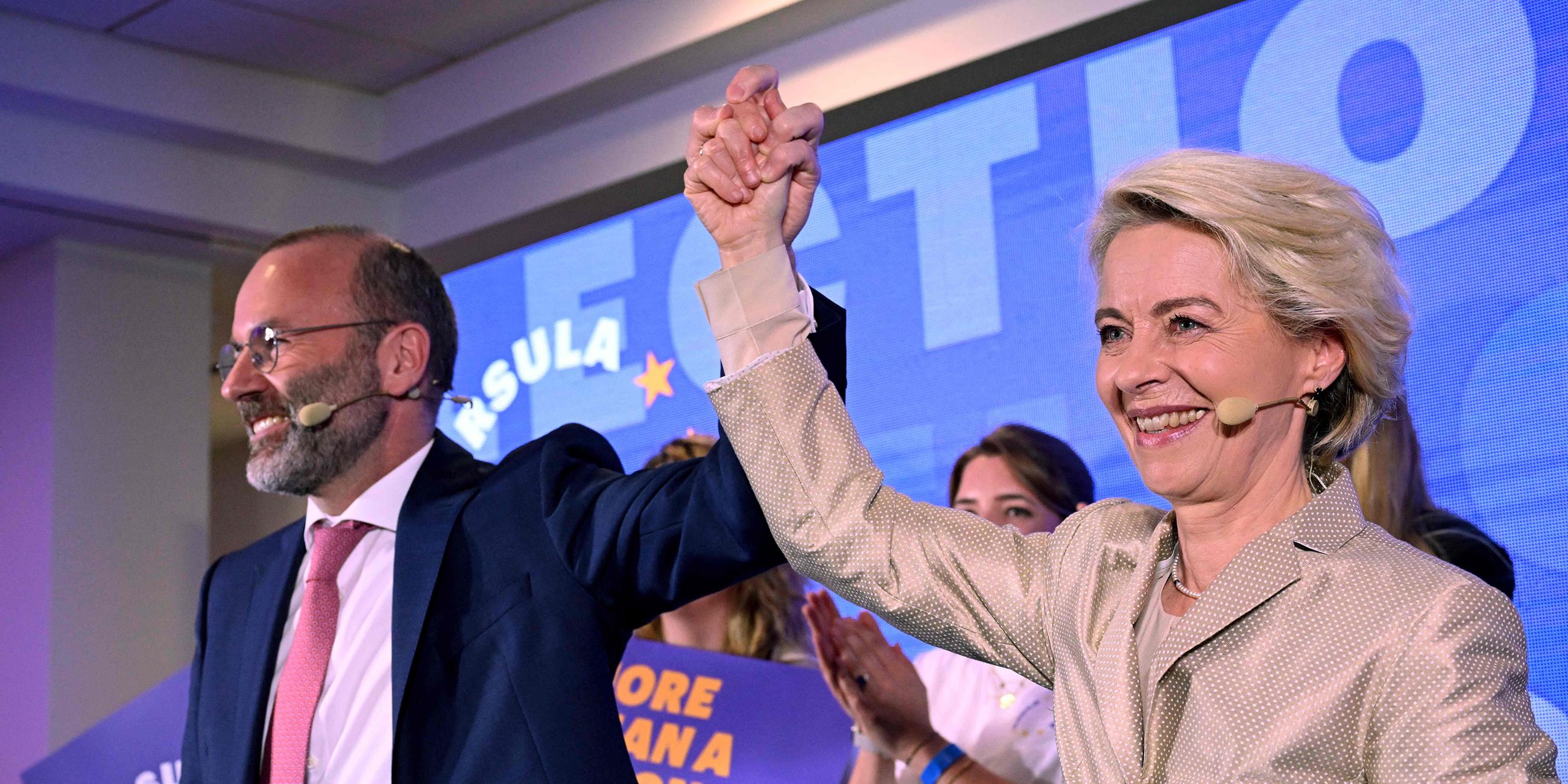Manfred Weber und Ursula von der Leyen am Wahlabend