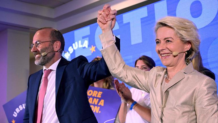 Manfred Weber und Ursula von der Leyen am Wahlabend