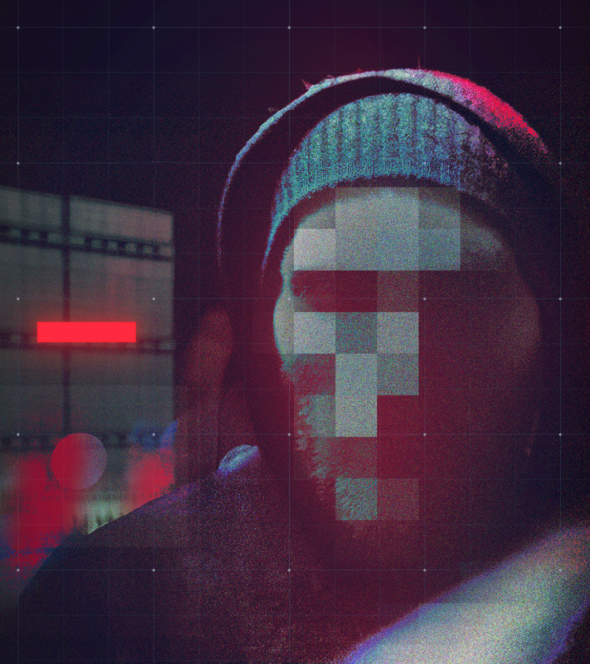 Anonymisiertes Gesicht eines Mannes 