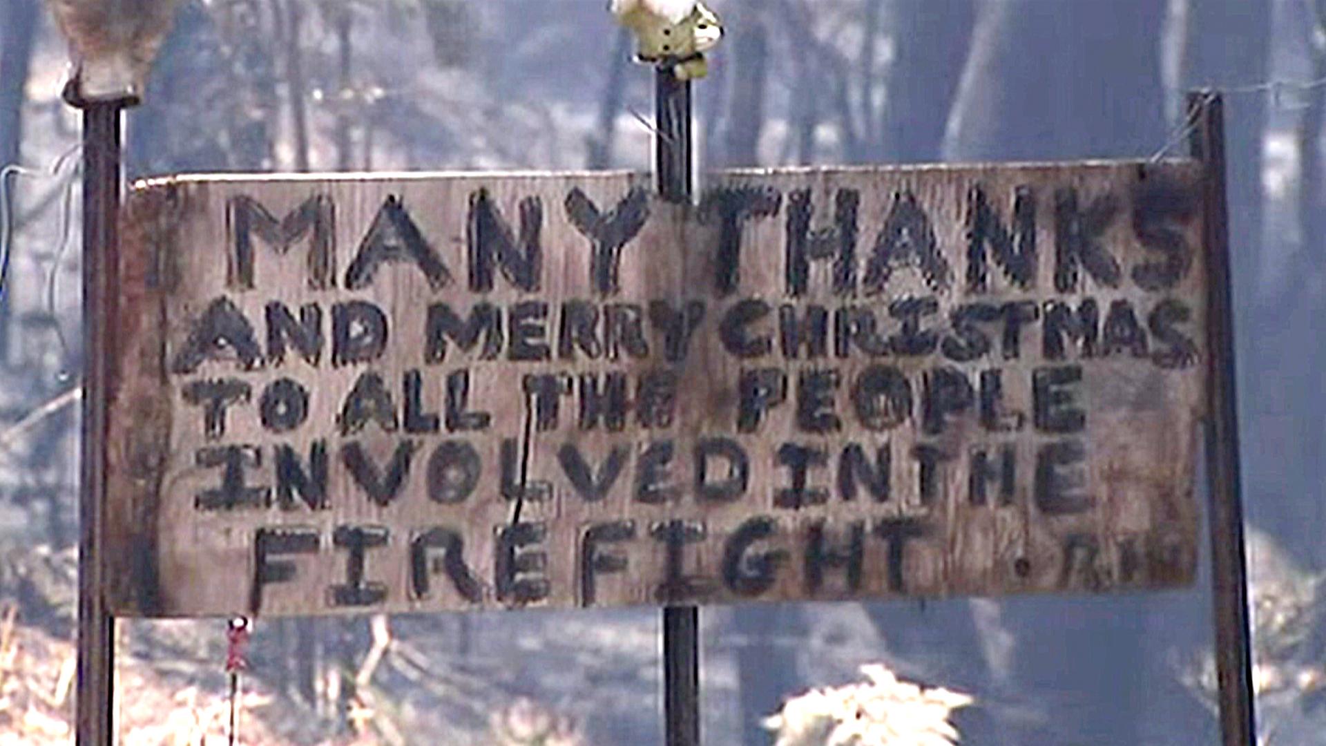 Schild mit Danksagung in den Blue Mountains, Australien