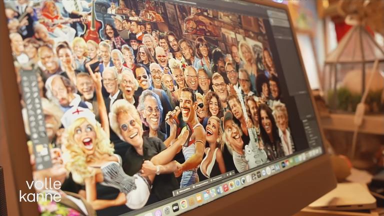 Bild von nem designten Bild mit Promis auf einem Tablett 