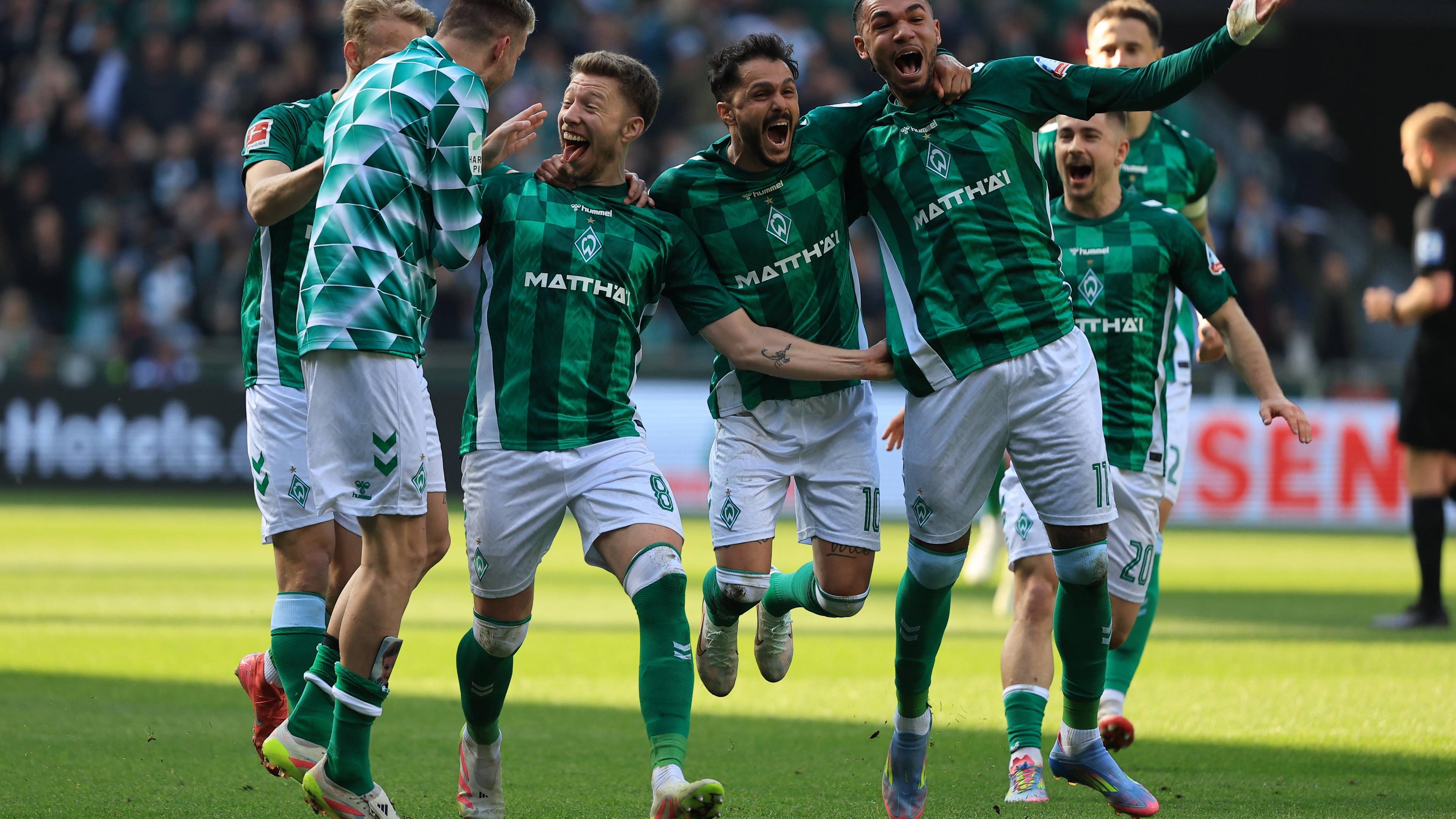 Jubel von 1.FBL SV Werder Bremen.