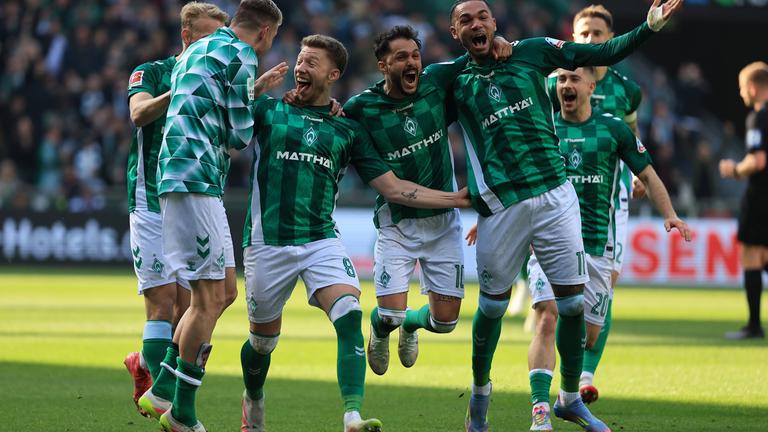 Jubel von 1.FBL SV Werder Bremen.