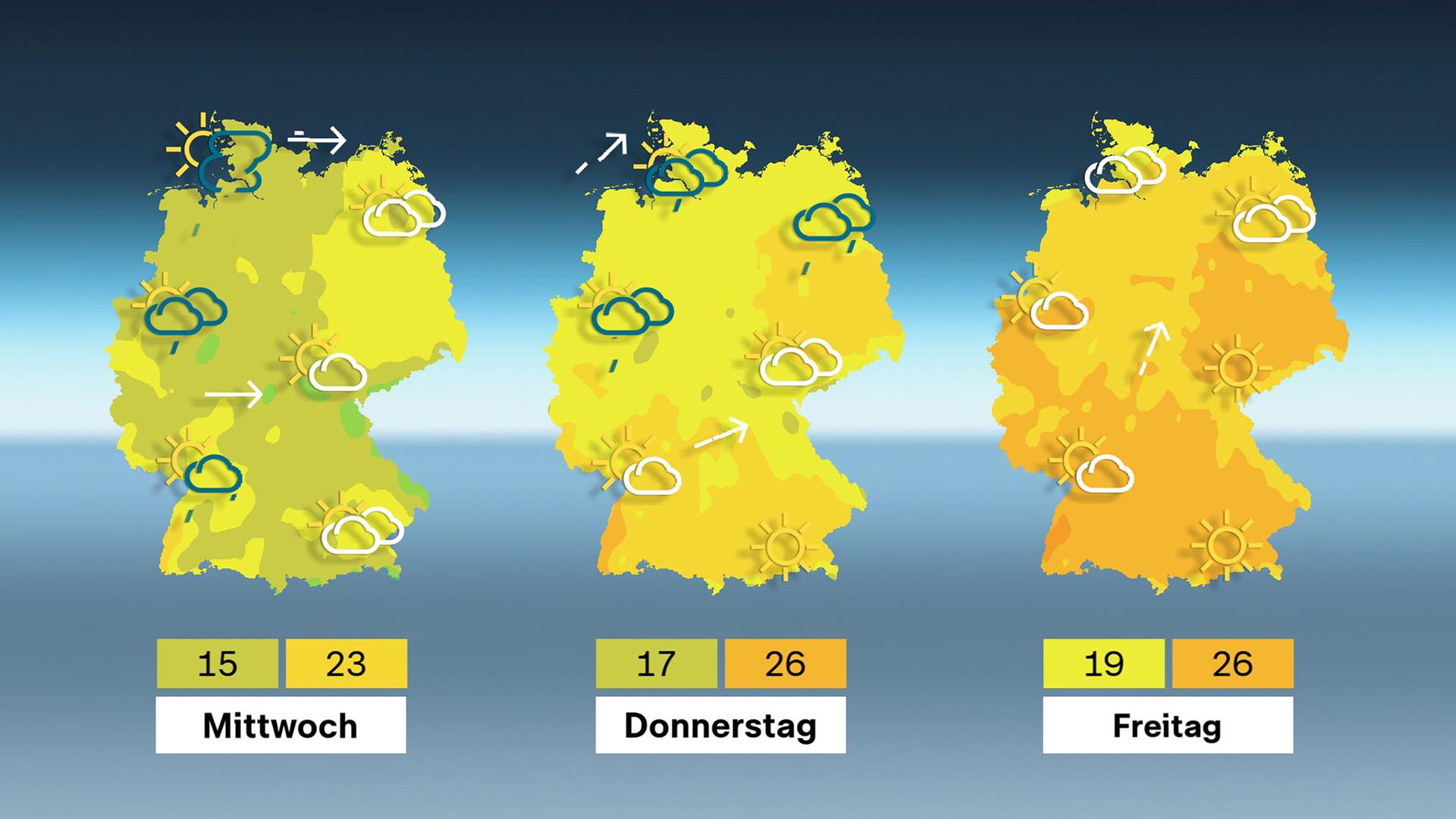 Karte: Windstärken in Deutschland - Voraussage