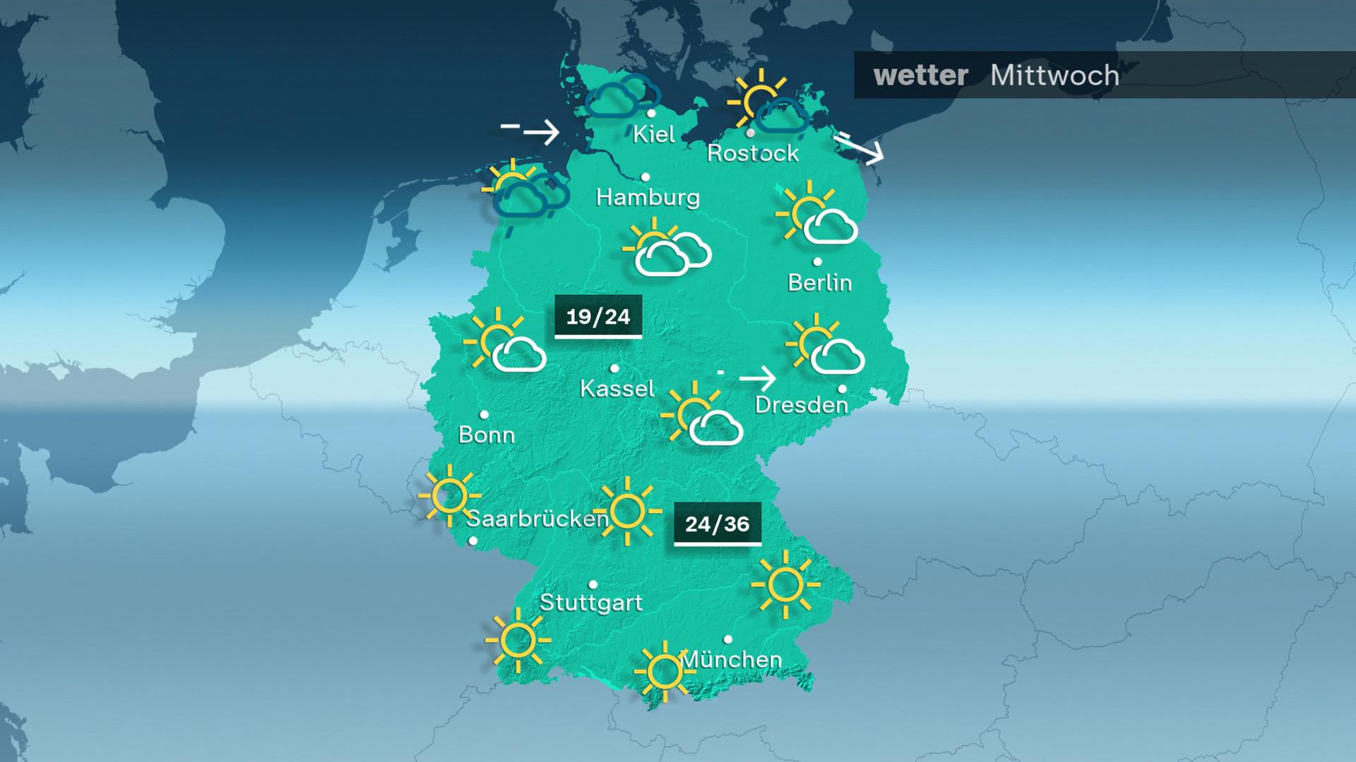 Das Wetter am Mittwoch 24.06.2025