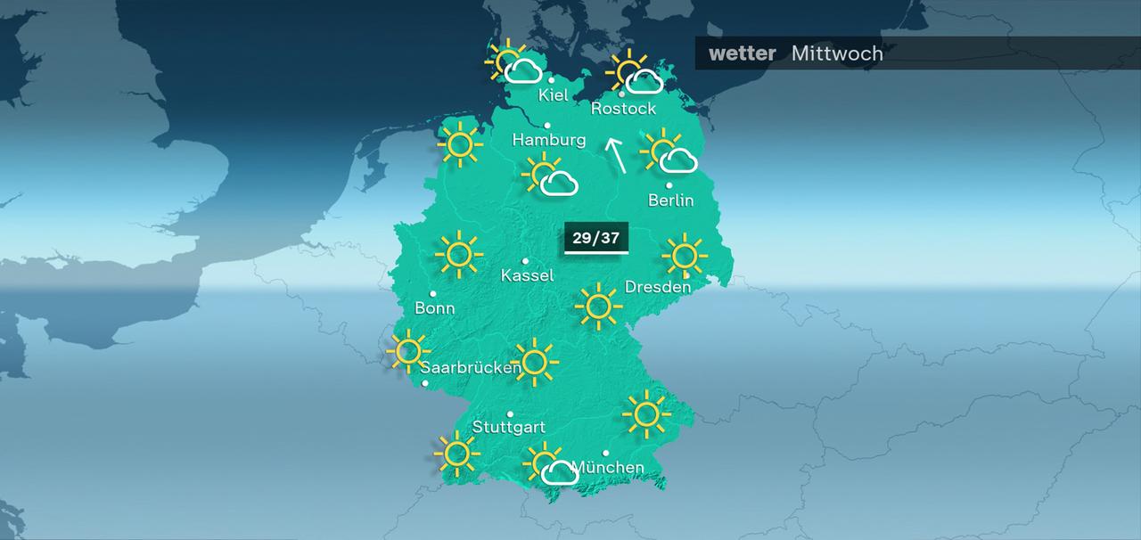ZDFheute Wetter am Mittwoch, 29.07.2026