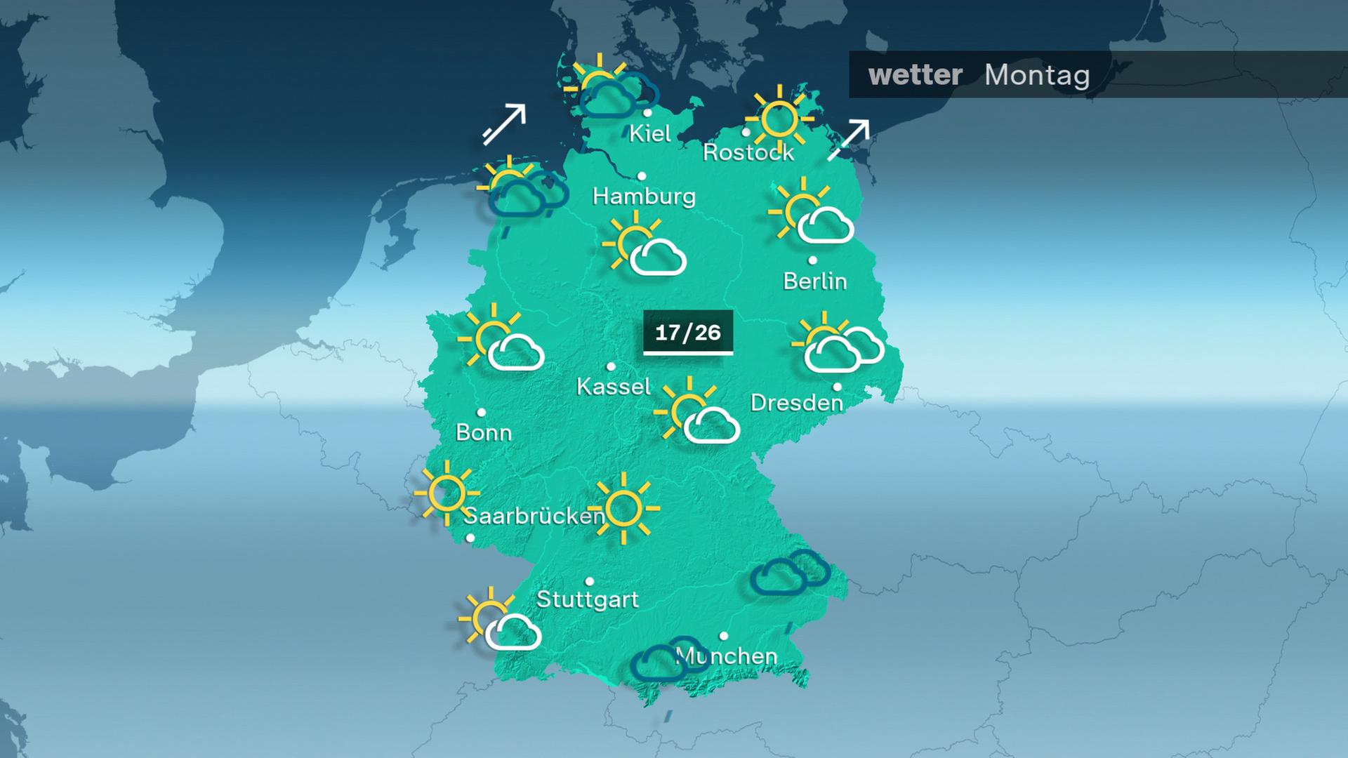 Das Wetter am Montag 26.08.2024