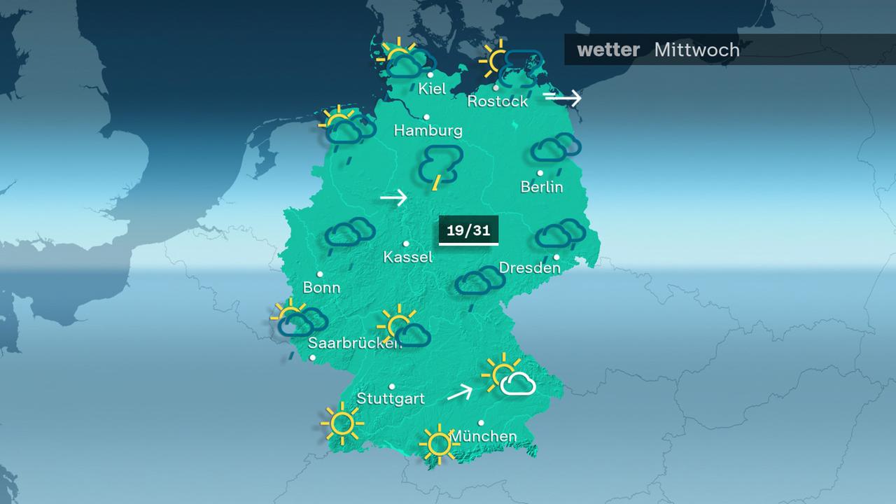 Das Wetter am Mittwoch 19.08.2026