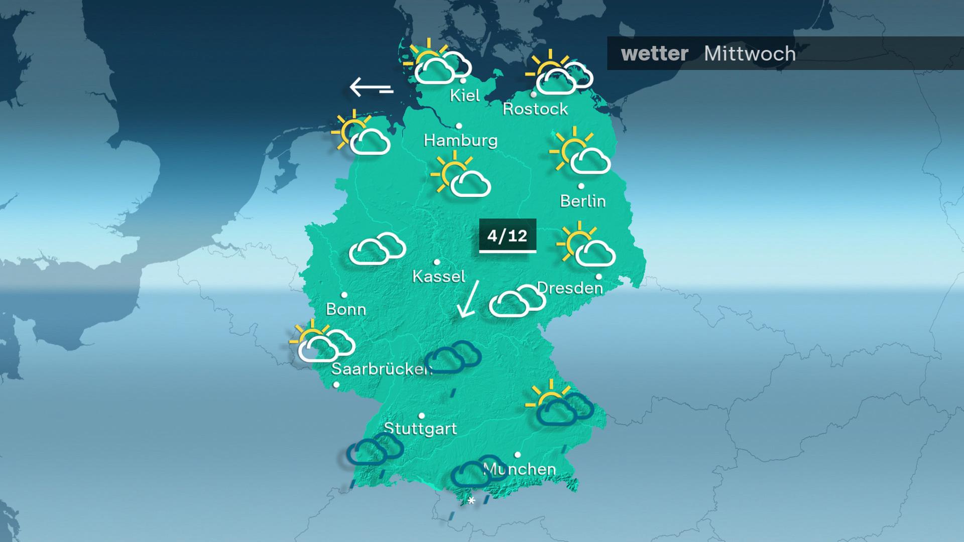 Das Wetter am Mittwoch, den 6. März 2024.