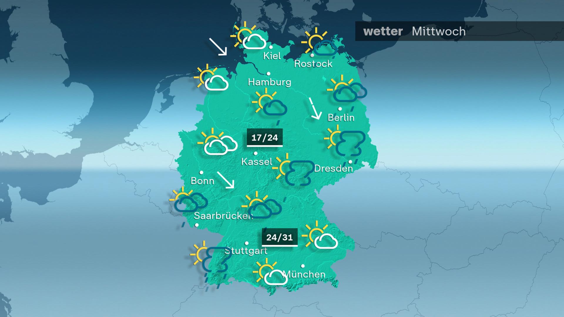 Das Wetter am Mittwoch 19.06.2024