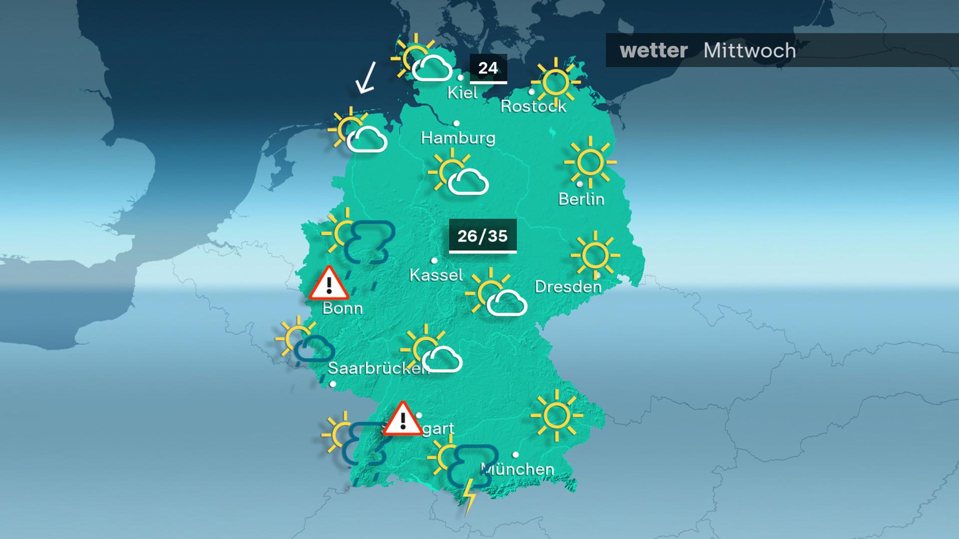 Wetterkarte: Vorhersage für den 31.07.2024