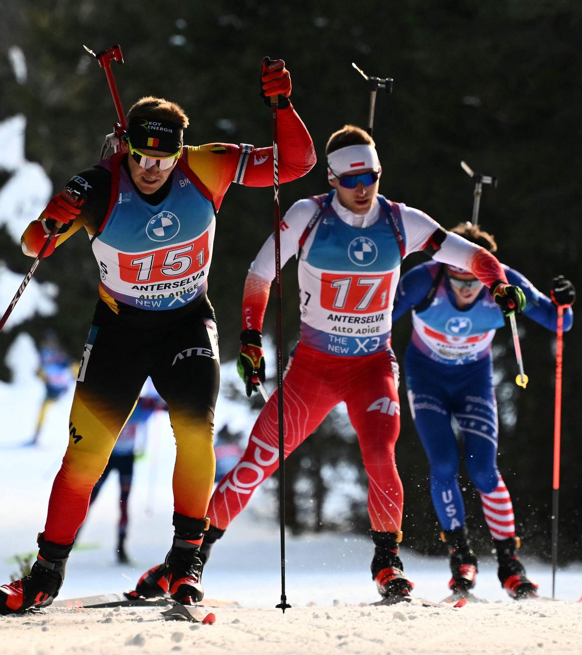 Die Biathleten während ihrem Rennen in Antholz-Anterselva.
