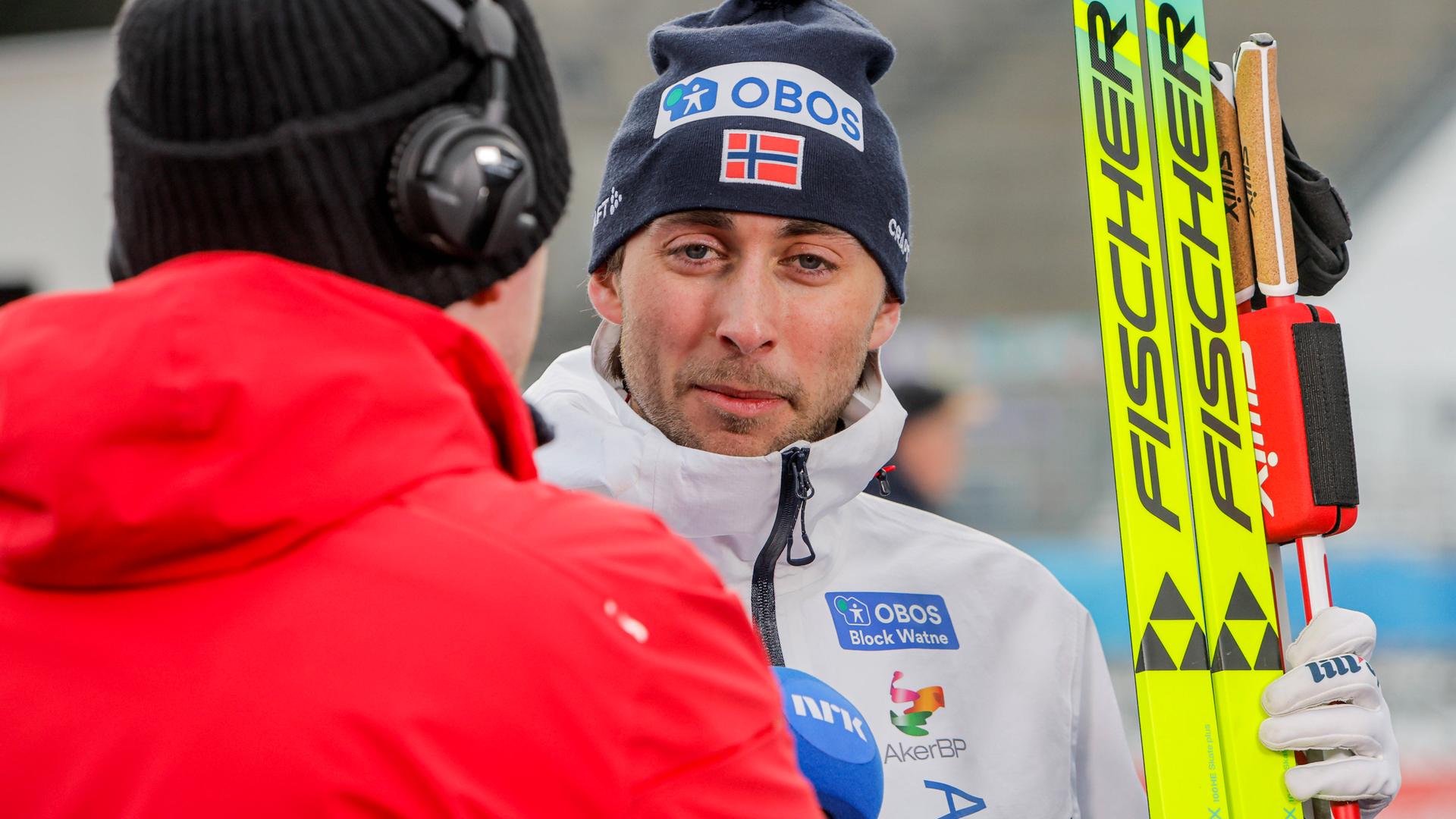 Der Norweger Jarl Magnus Riiber nach seinem Durchgang.