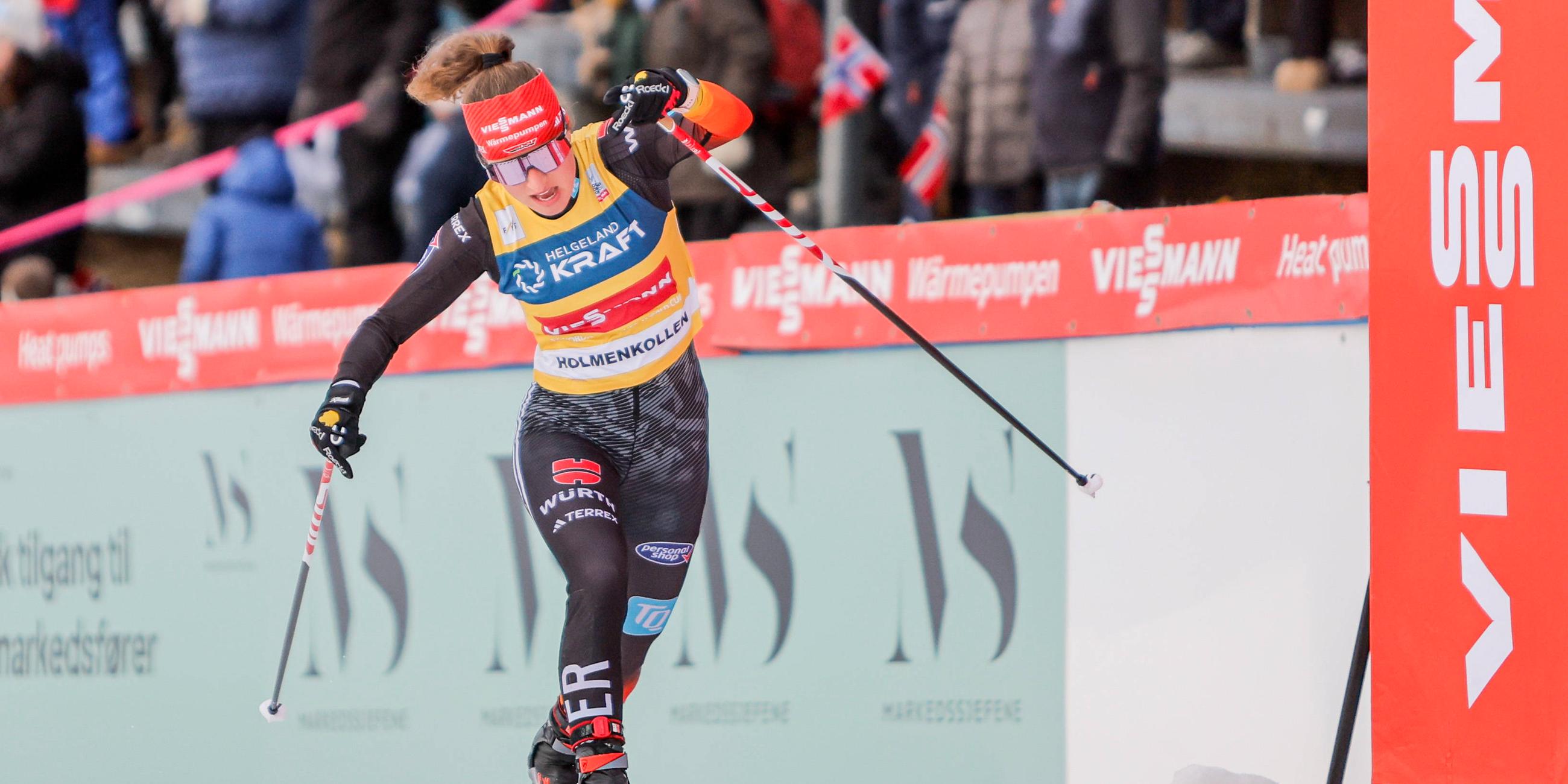 Deutschlands Nathalie Armbruster während ihrem Rennen.