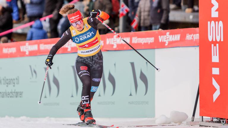 Deutschlands Nathalie Armbruster während ihrem Rennen.