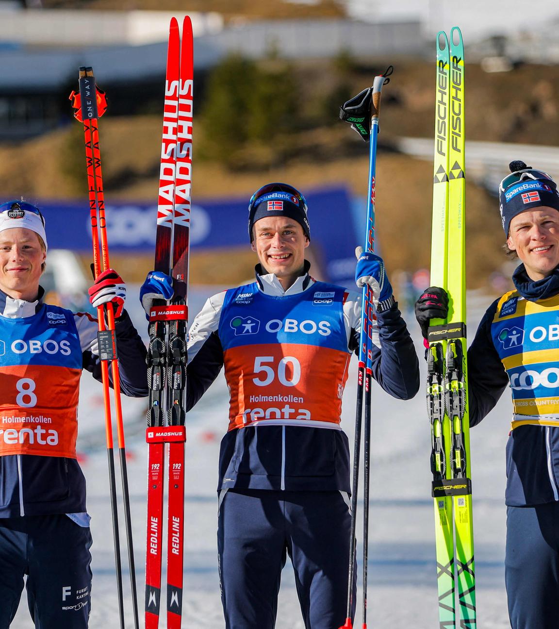 Harald Oestberg Amundsen gewinnt das Rennen beim Skilanglauf-Weltcup.
