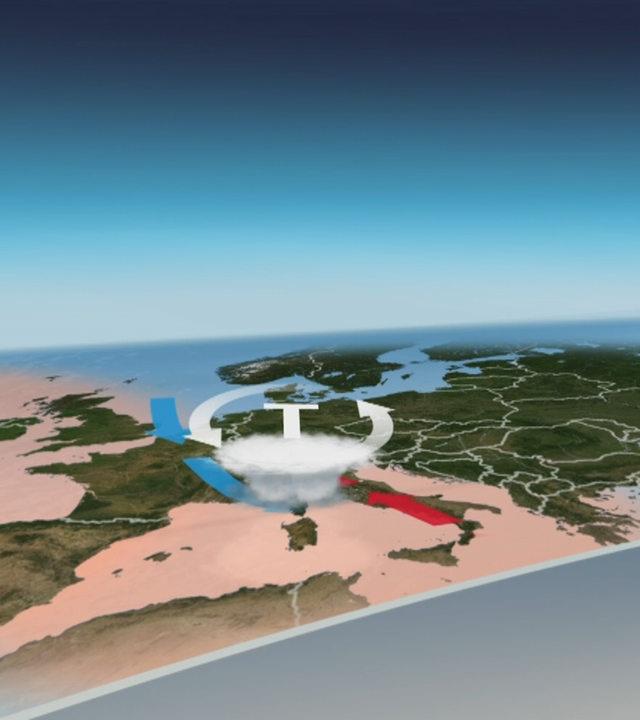 3D-Studio, Grafik, Europakarte, Mittelmeer, Starkregen, Tief, Medicane, Hurrikan, Özden Terli