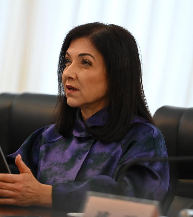 Katherina Reiche (CDU), Bundesministerin für Wirtschaft und Energie, spricht bei einem Treffen mit einer Delegation der Nationalen Reform- und Entwicklungskommission Chinas