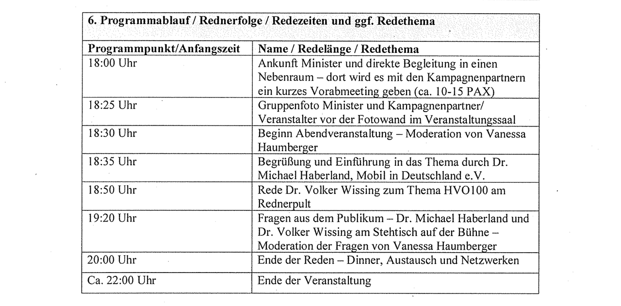 Der geplante Terminablauf für die Lobby-Veranstaltung am 13. März 2024.