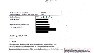 Ablehnung aus den Fachreferaten: Die Ministervorlage zur Schirmherrschaft.