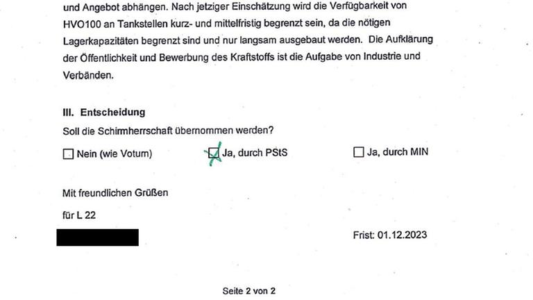 Mit diesem Kreuz nickte Minister Wissing die Schirmherrschaft für seinen Staatssekretär ab - gegen das Votum der Fachreferate.