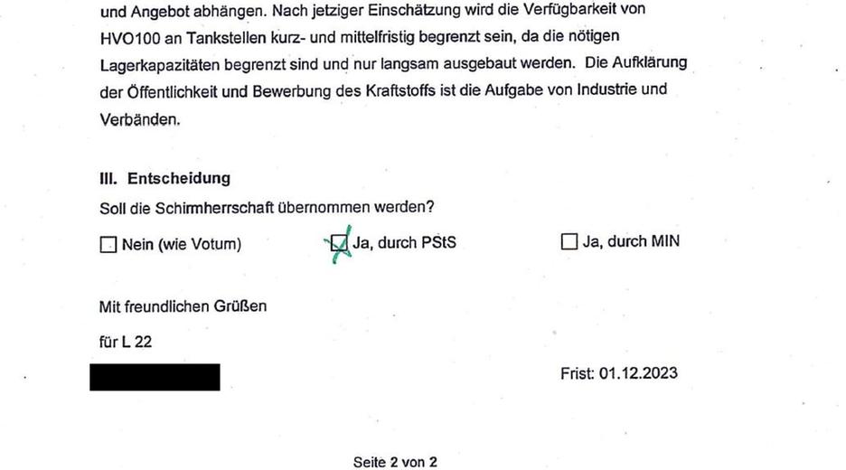 Mit diesem Kreuz nickte Minister Wissing die Schirmherrschaft für seinen Staatssekretär ab - gegen das Votum der Fachreferate.