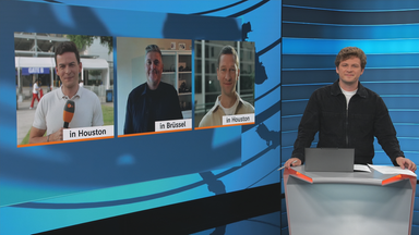 Moritz Neuß, Florian Zschiedrich und Andreas Stamm zugeschaltet ins Studio