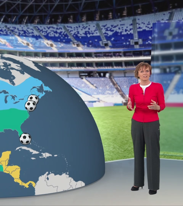 Meteorologin Katja Horneffer erklärt die unterschiedlichen Klimazonen bei der Fußball-WM