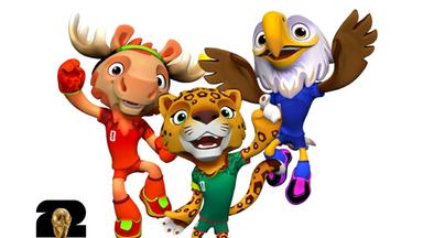 FIFA präsentiert die WM-Maskottchen Maple, Zayu und Clutch.