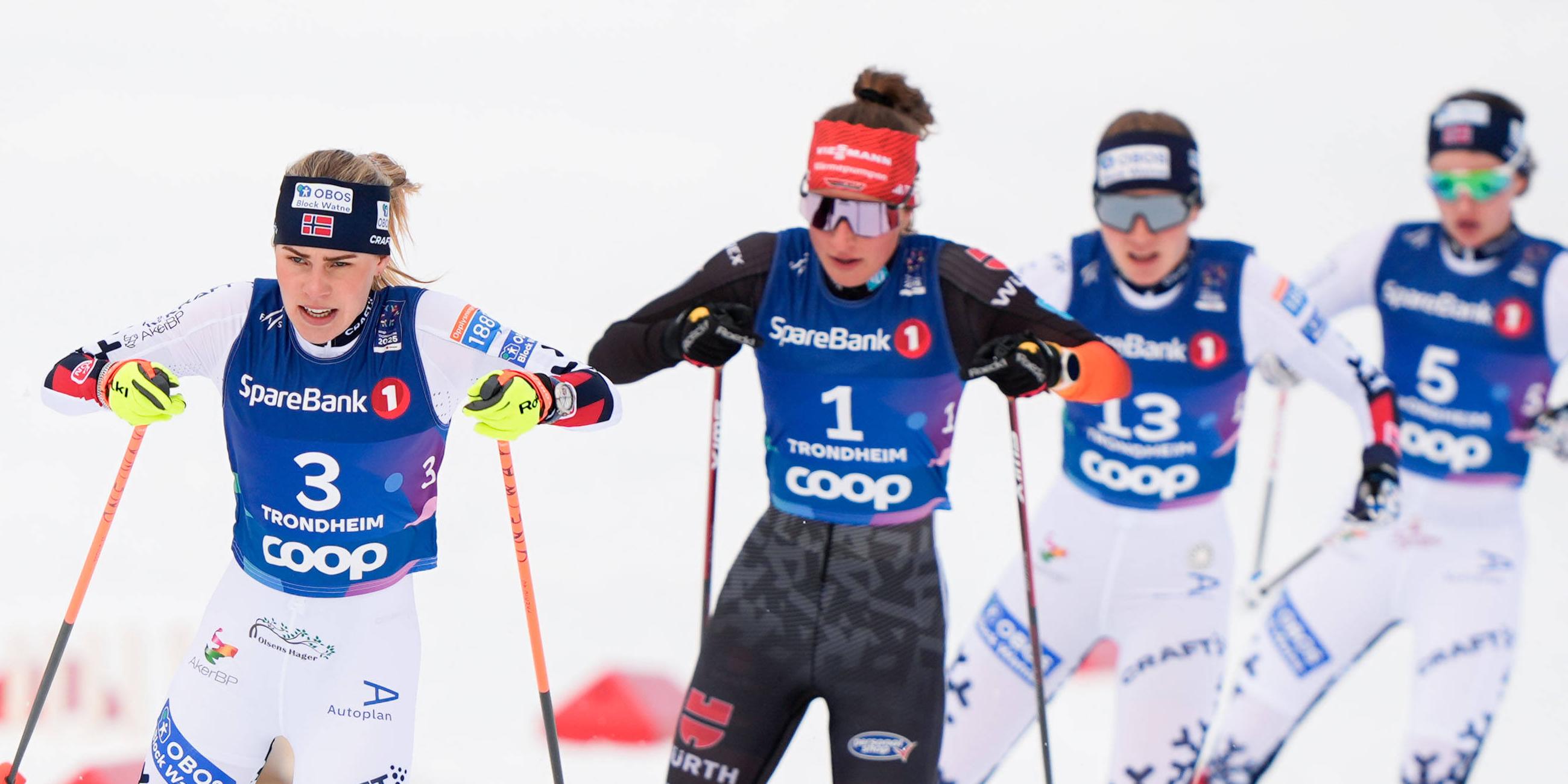Nathalie Armbruster beim Massenstartrennen der Kombiniererinnen bei der WM in Trondheim