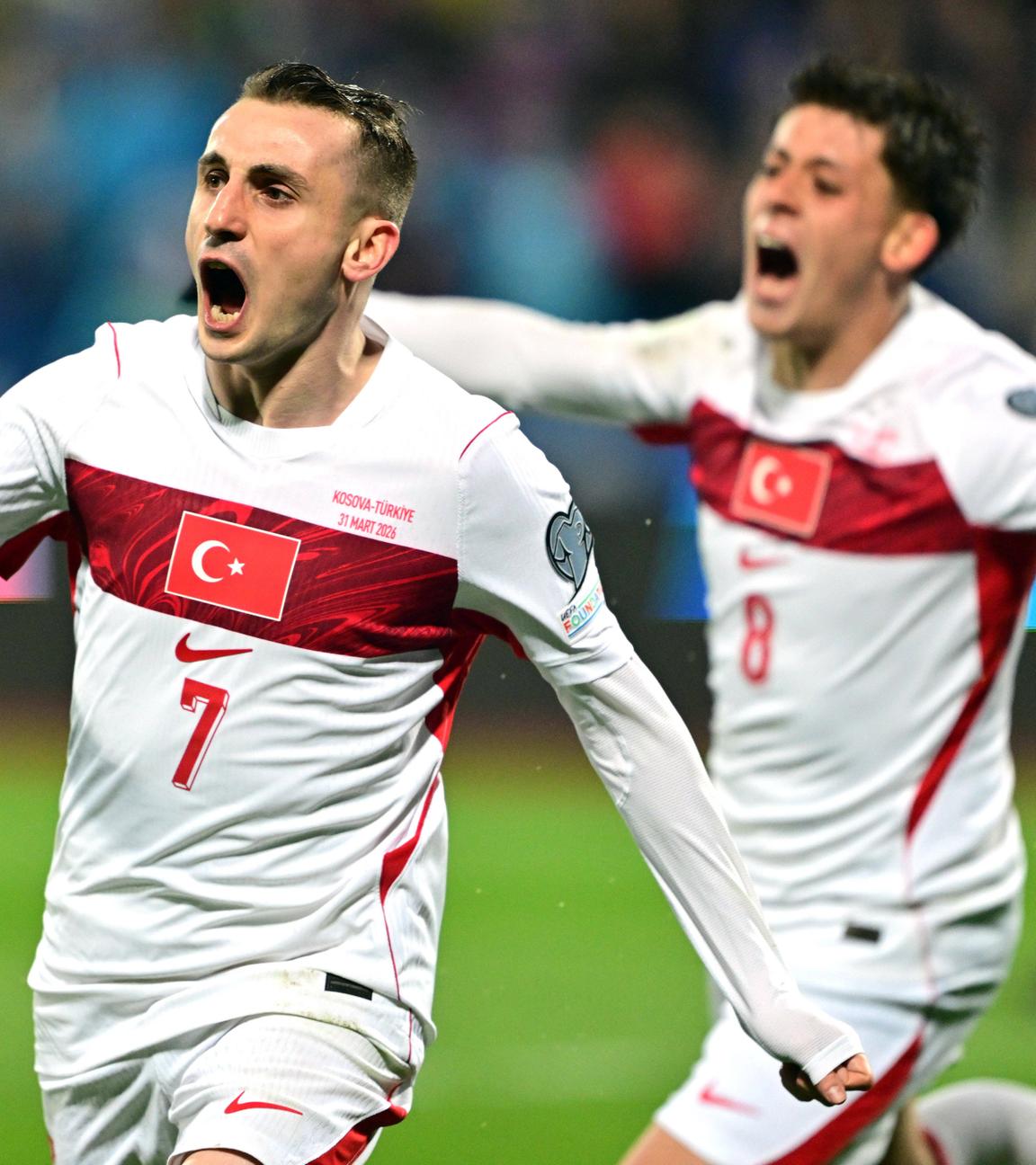 Kerem Akturkoglu jubelt nach seinem Tor am 31.03.2026 in Kosovo.