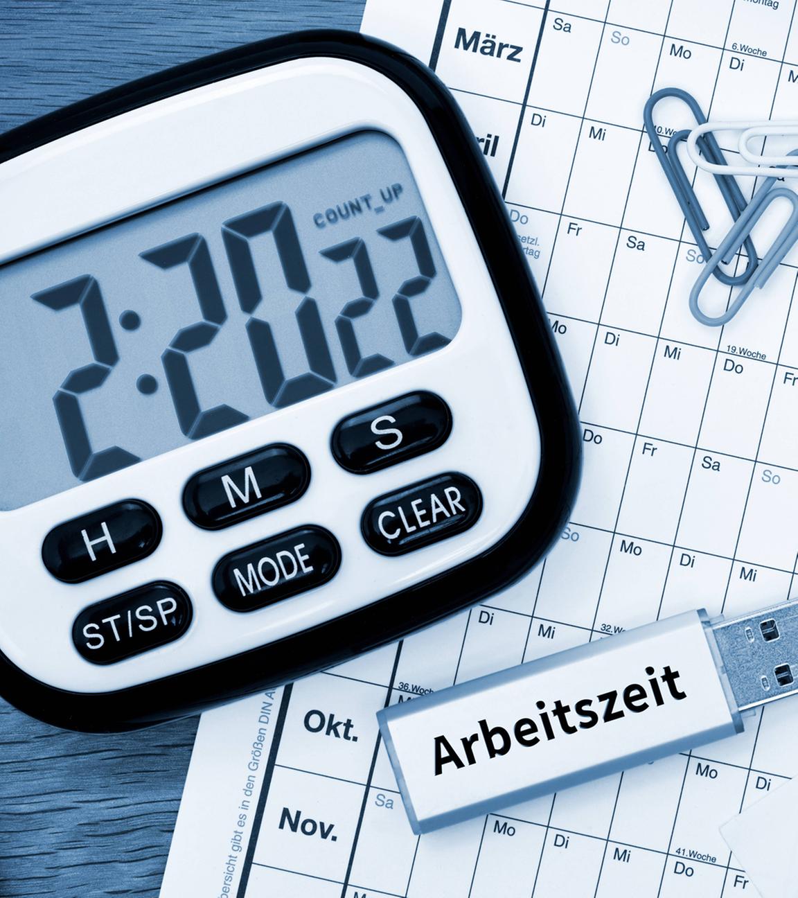 Graphische Darsteellung Erassung von Arebistzeit mit digitalem Stundenzähler