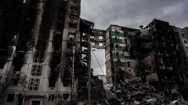 Zerstörtes Wohnhaus in Borodjanka