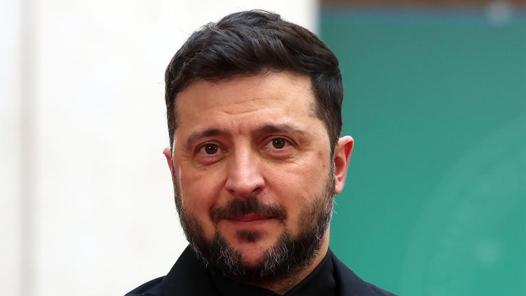 Der ukrainische Präsident Wolodymyr Selenskyj während des Treffens im Palazzo Chigi.