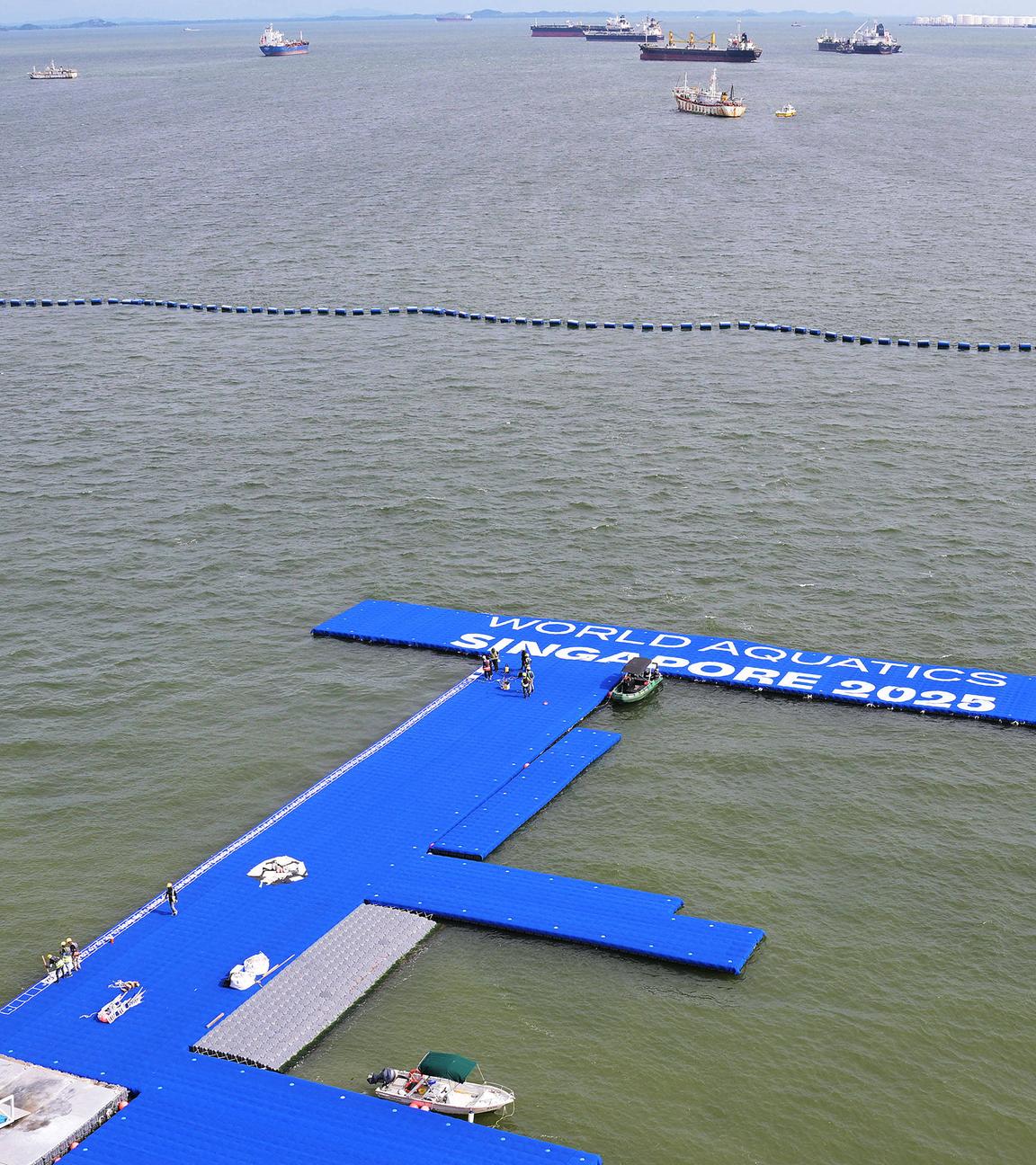 Freiwasserschwimmanlage der bevorstehenden Schwimmweltmeisterschaften auf der singapurischen Insel Sentosa