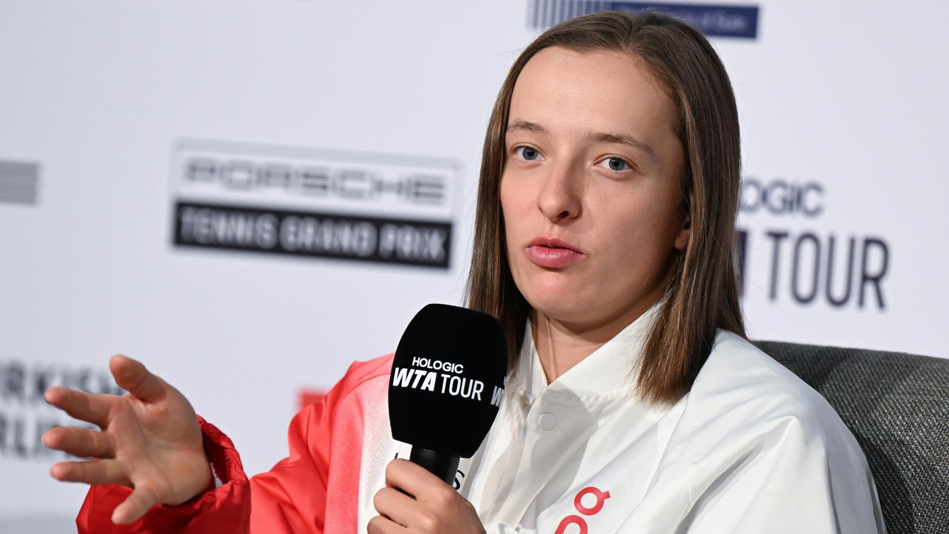 Iga Swiatek am 14.04.2025 in Stuttgart