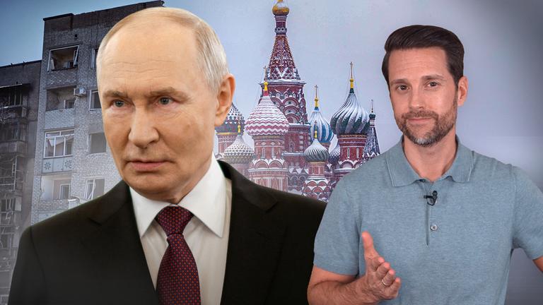 Mirko Drotschmann rechts im Bild, links Putin
