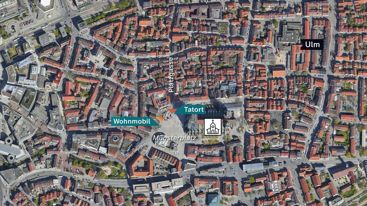 Karte vom Ulmer Münster, auf dem Mord 1990 geschah