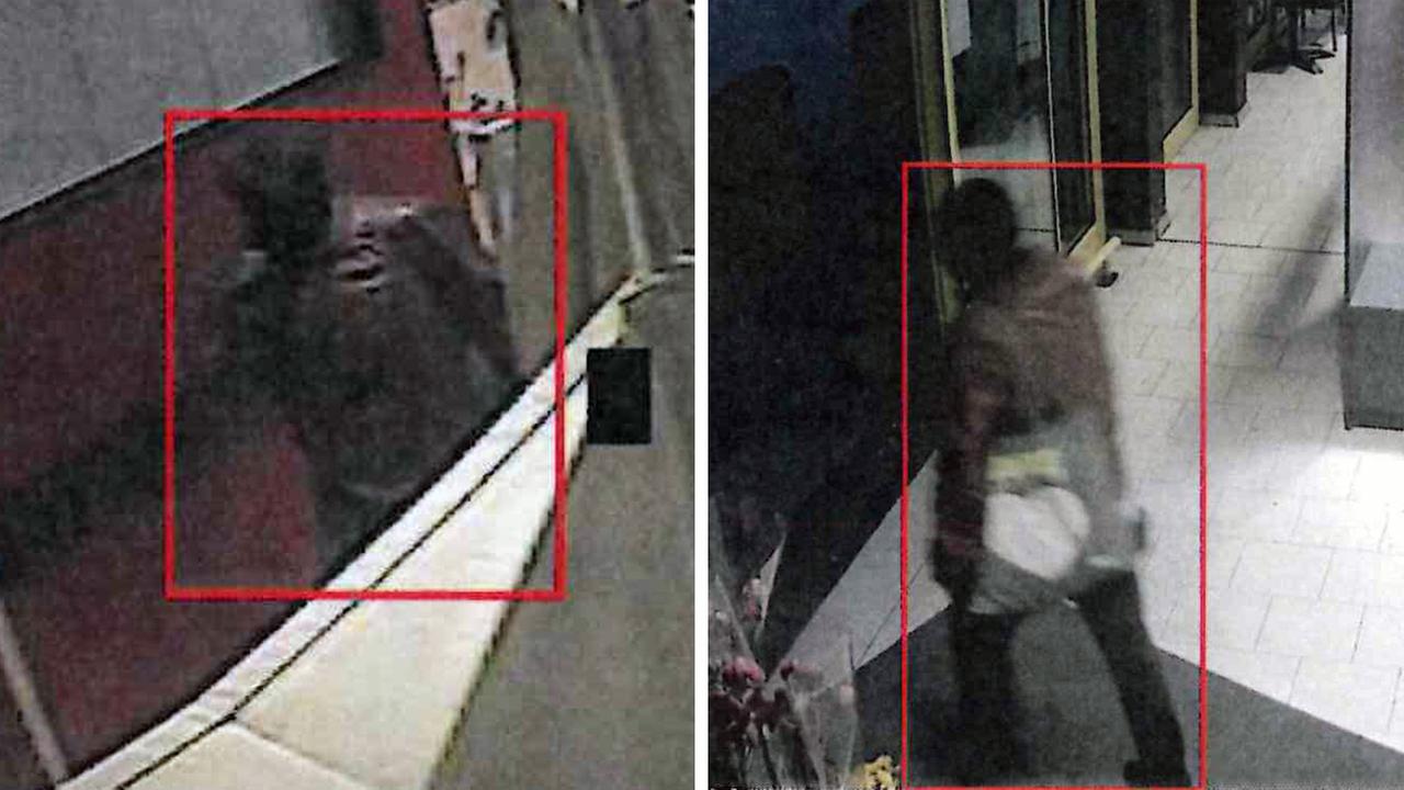 Der mutmaßliche Täter beim Betreten und Verlassen des Supermarkts