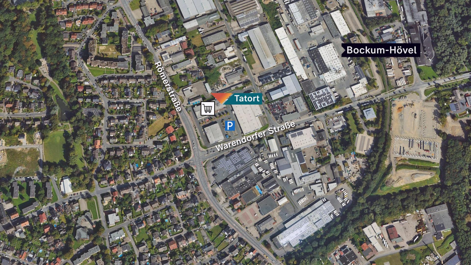 Eine Google-Earth-Karte zeigt den überfallenen Supermarkt im Hammer Stadtteil Bockum-Hövel.