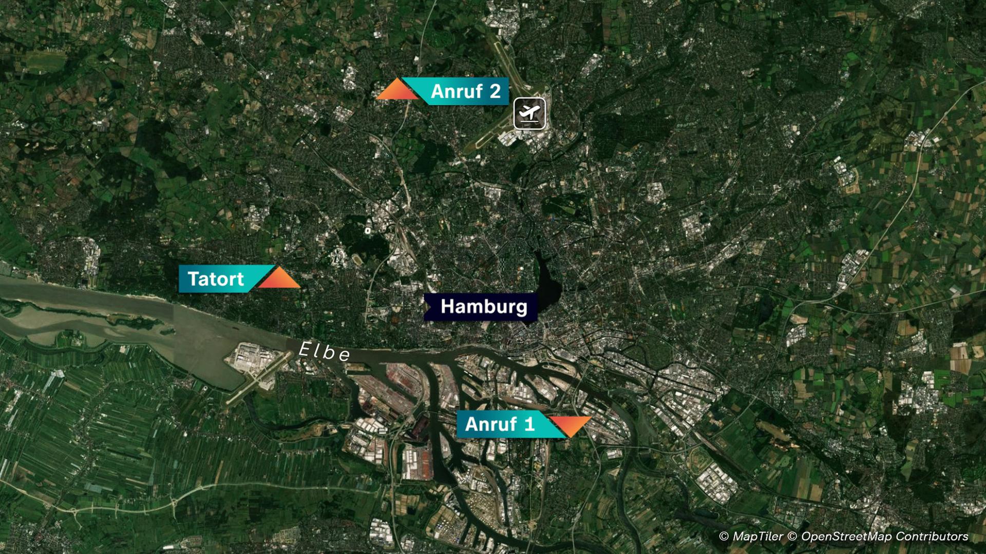 Karte der Umgebung des Tatorts