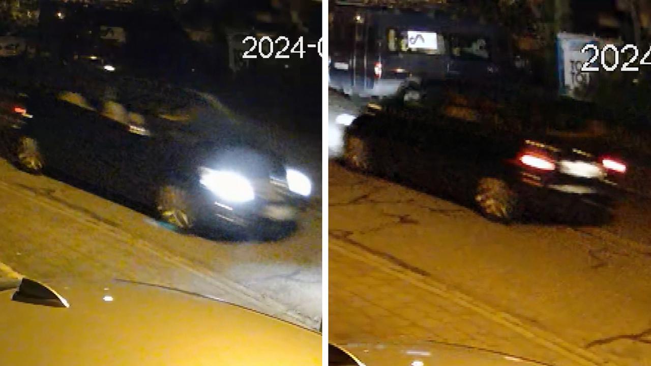 Ein verdächtiger, dunkler Wagen auf den Bildern einer Überwachungskamera