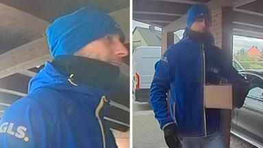 Der gesuchte "Paketbote":  Bei der Tat trug er eine blaue Jacke und Mütze.