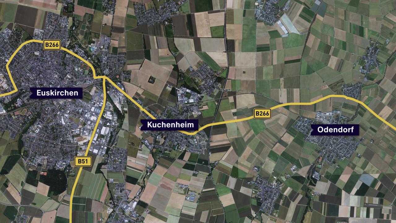Karte des Tatorts zwischen Euskirchen-Kuchenheim und Odendorf