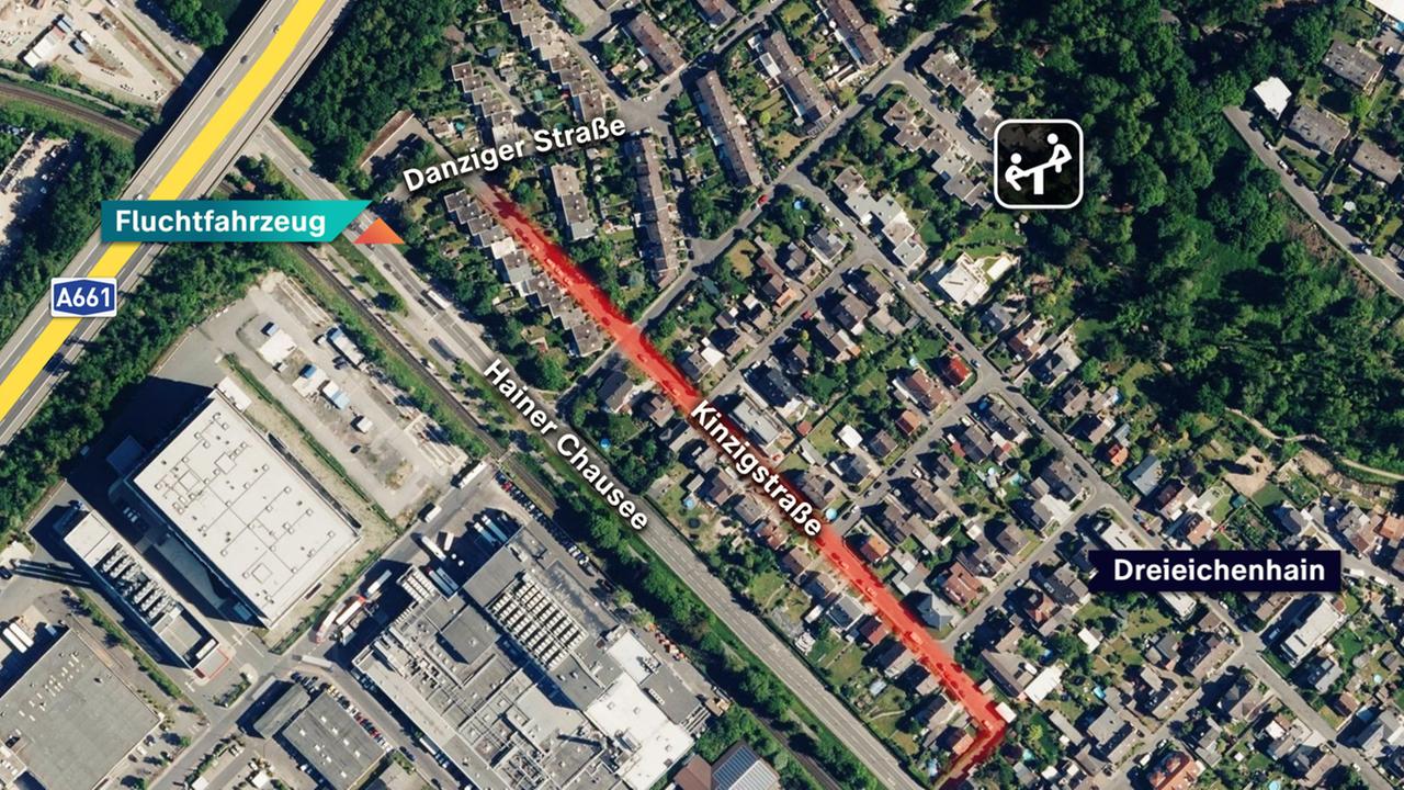 Karte der Umgebung des Tatorts in Dreieich