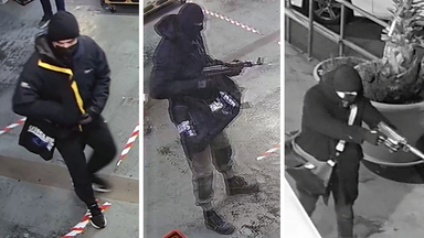 Fotos der drei gesuchten Männer, die von Überwachungsameras gemacht wurden